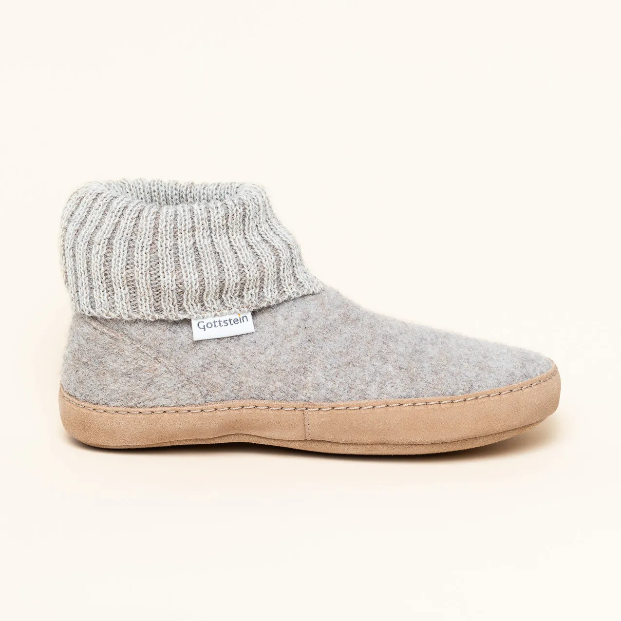 Gottstein Dakota Hüttenschuh | Erwachsenen Hausschuh aus Filz | Farbe Beige Größe 37