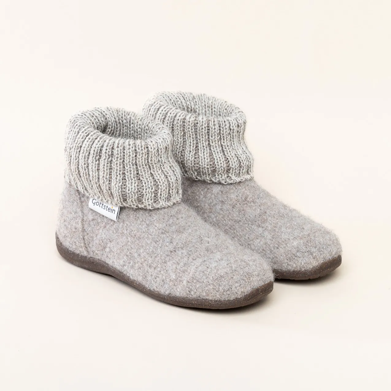 Gottstein Alpine Boot RU Kinder Hausschuh | Filz-Hausschuh Made in Tirol | Farbe beige Größe 33