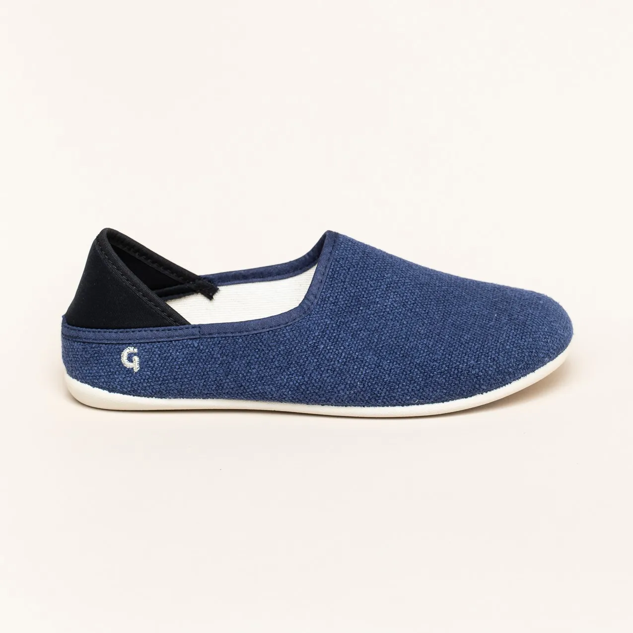 Gottstein Linen Slip-on für Damen & Herren Hausschuh mit Gummisohle | Farbe Ink Blue Mele Größe 45