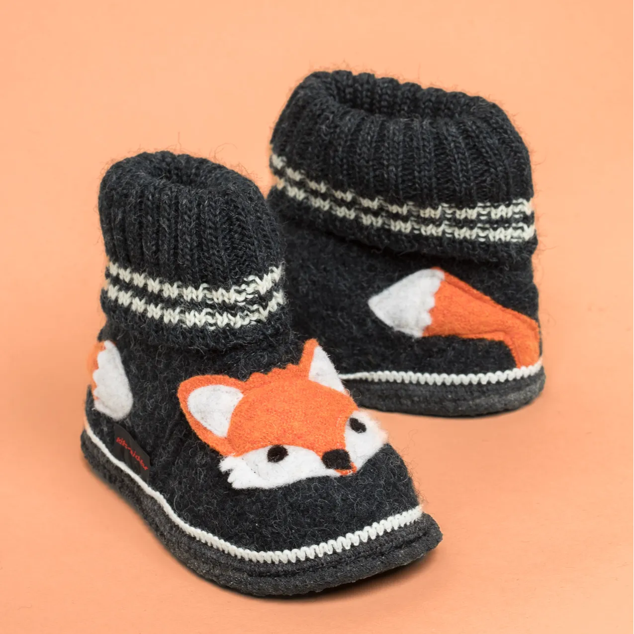 Kinderhüttenschuh Fuchs schwarz