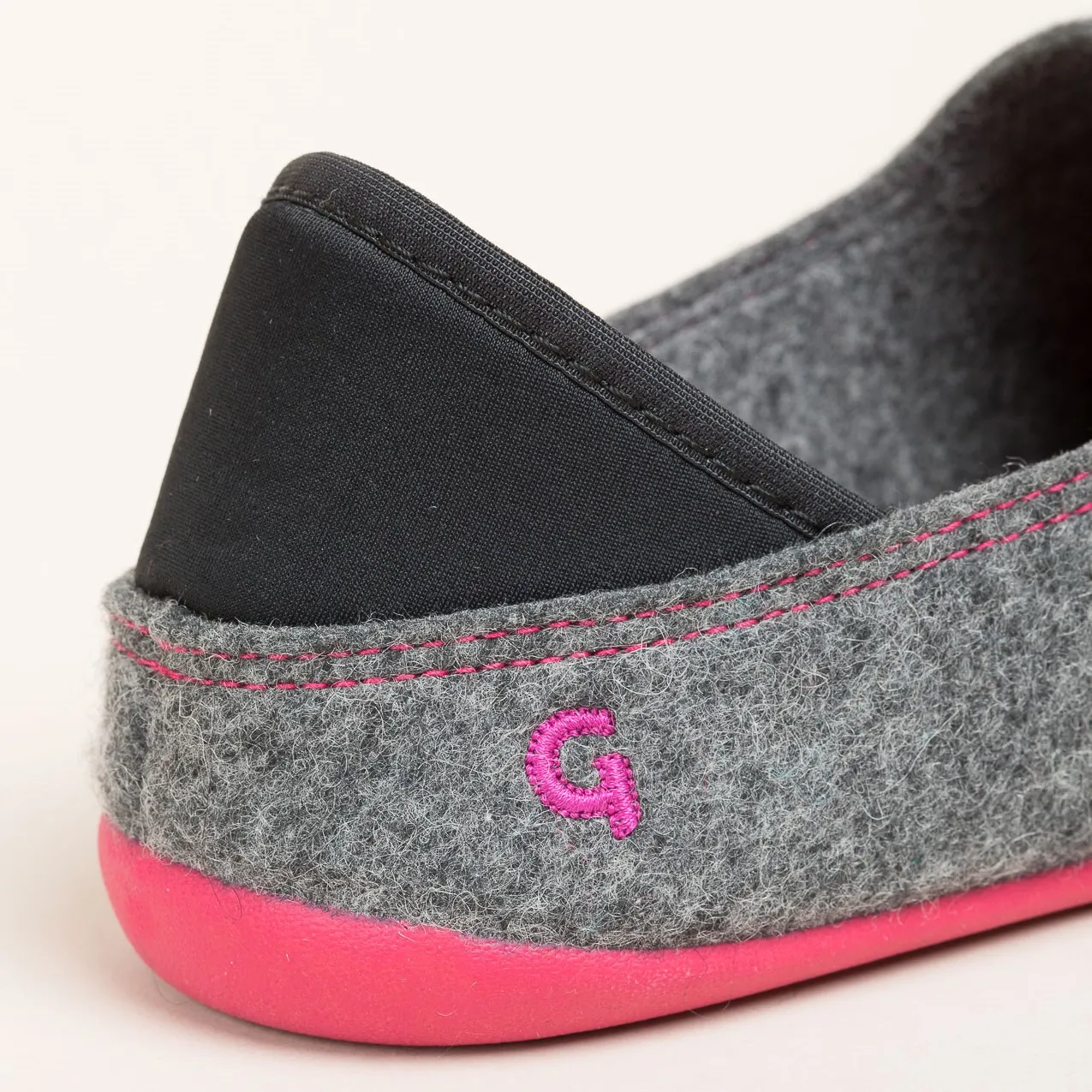 Woll-Slipper Hausschuh Slip-on Anthrazit-pink Woll-Slipper Hausschuh Slip-on Anthrazit-pink