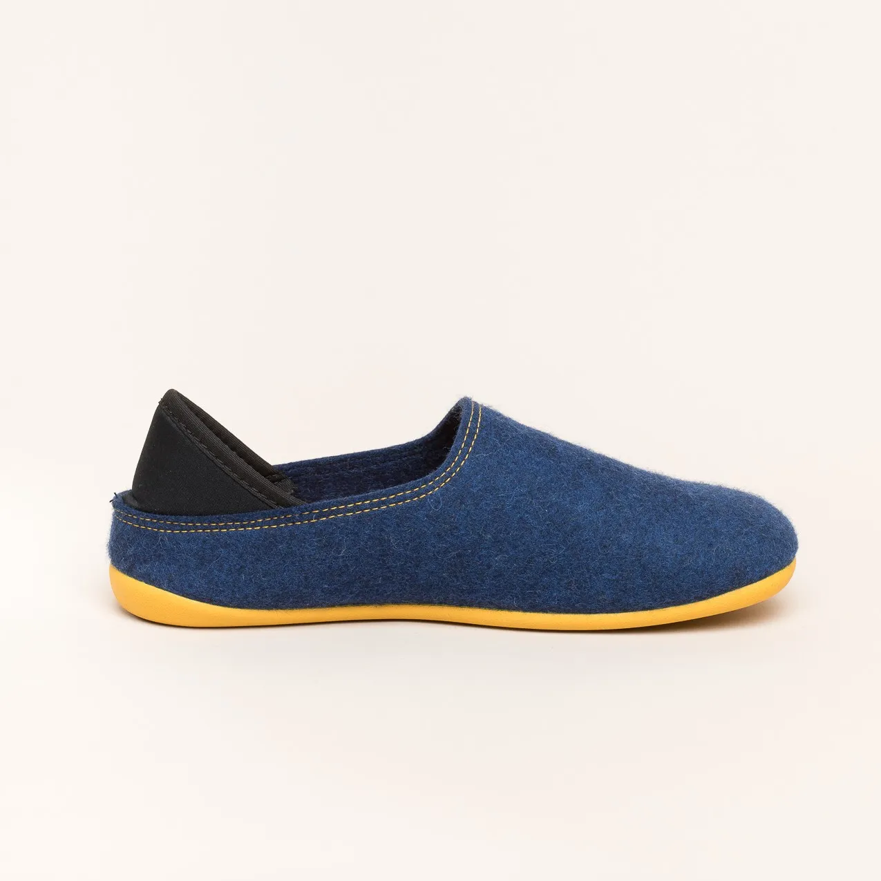 Woll-Slipper Hausschuh Slip-on Blau-Gelb
