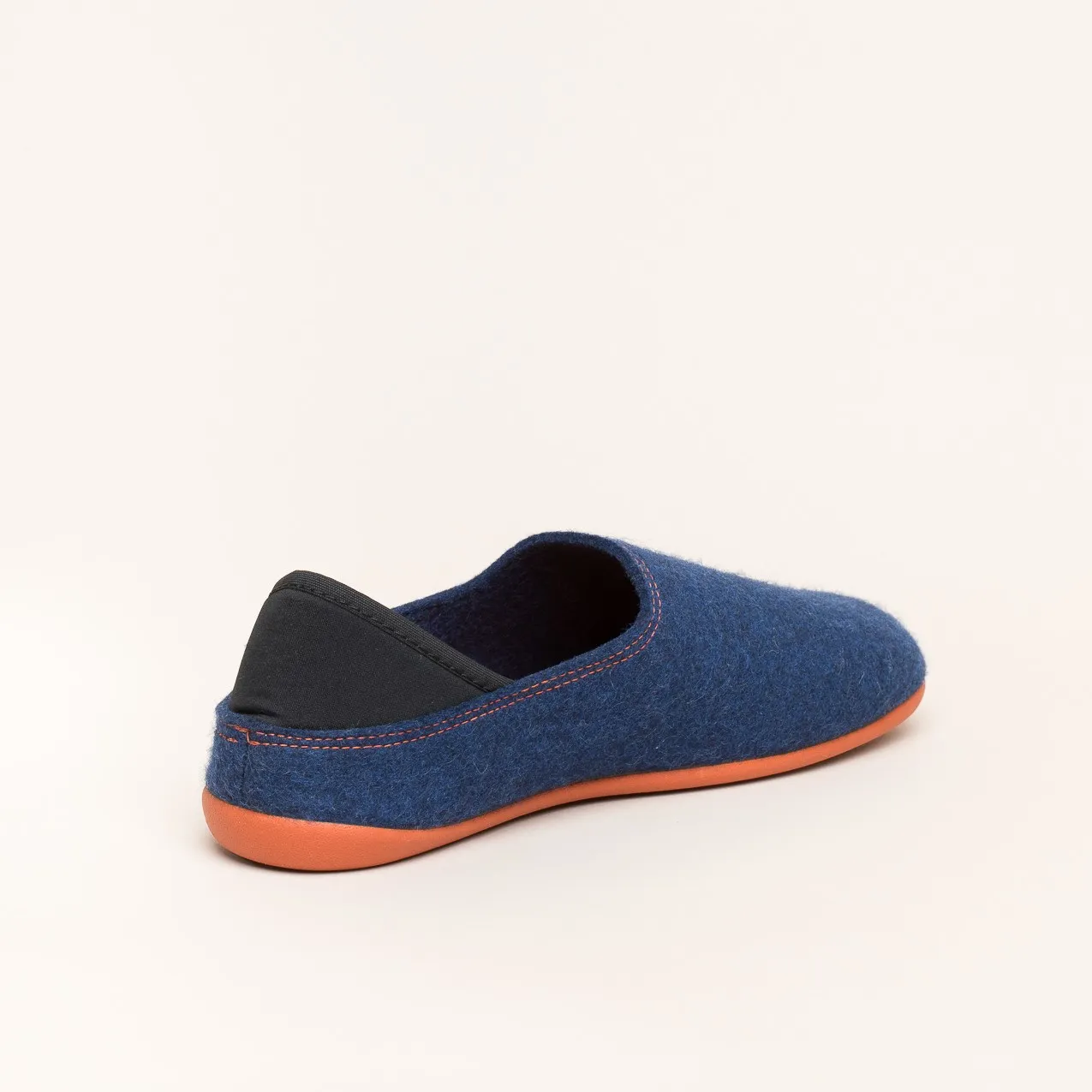 Woll-Slipper Hausschuh Slip-on Blau-Orange