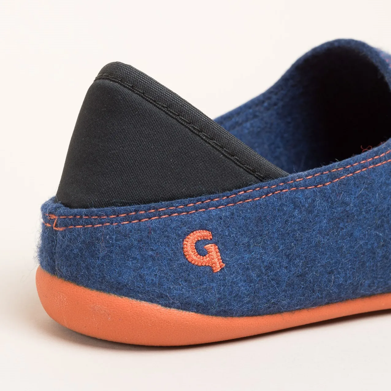 Woll-Slipper Hausschuh Slip-on Blau-Orange