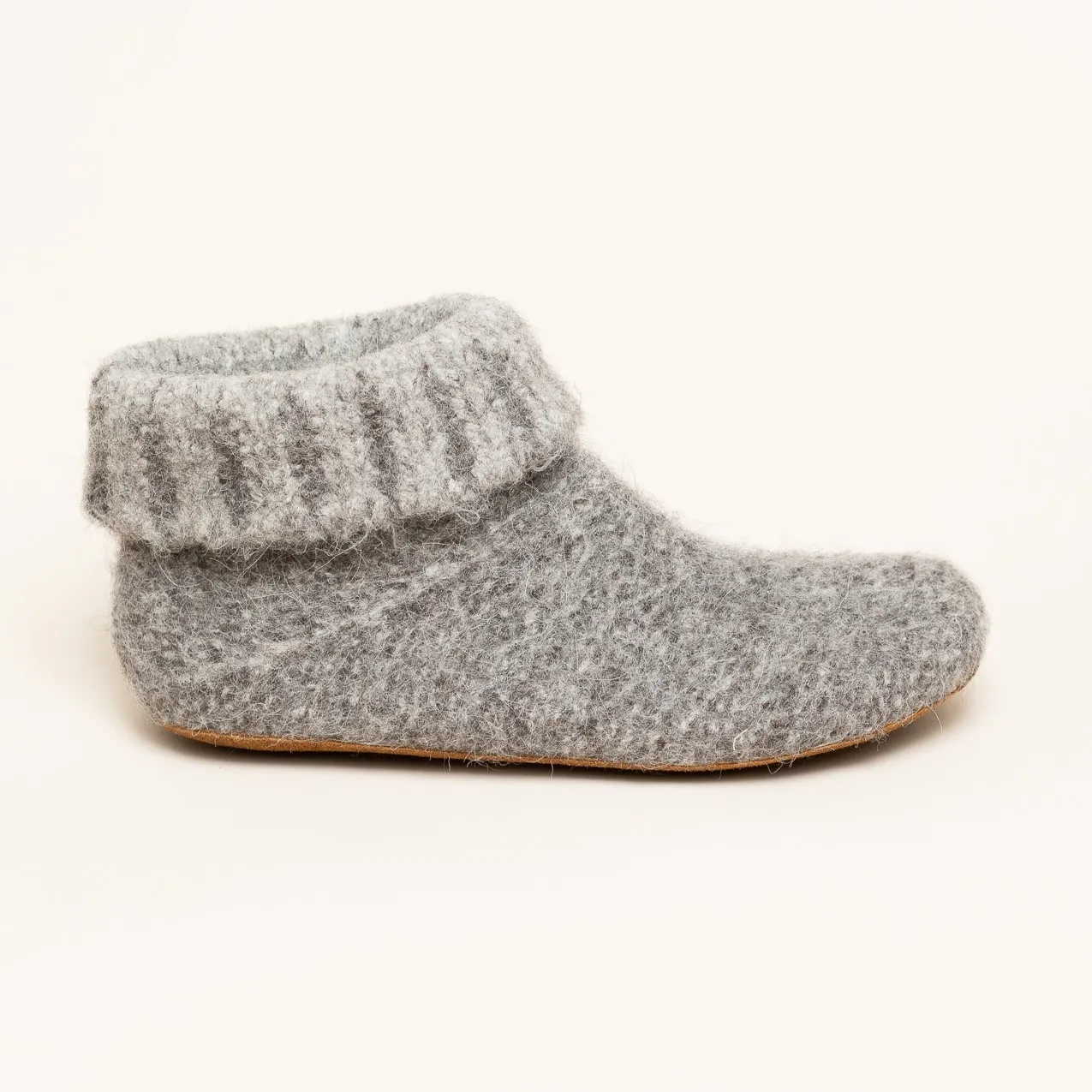Gottstein Knit Boot Alpaka | Filz-Hüttenschuh | Damen & Herren Hausschuh | Farbe grey|Größe 36