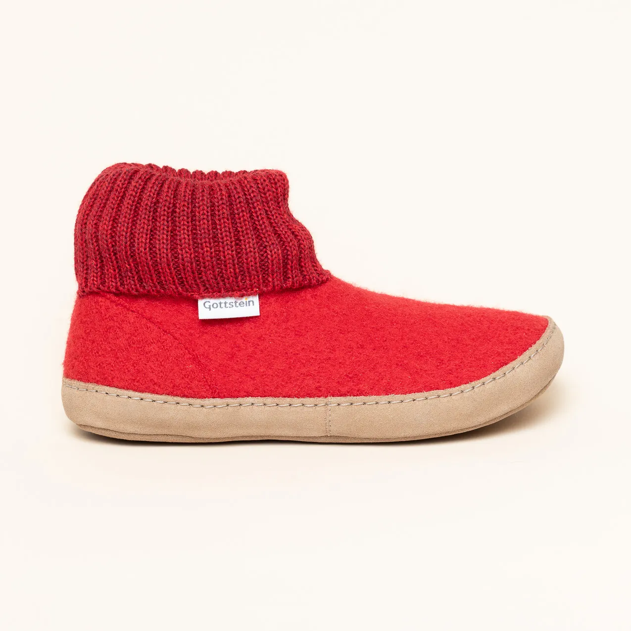 Gottstein Dakota Hüttenschuh | Erwachsenen Hausschuh aus Filz | Farbe Rubin Größe 44
