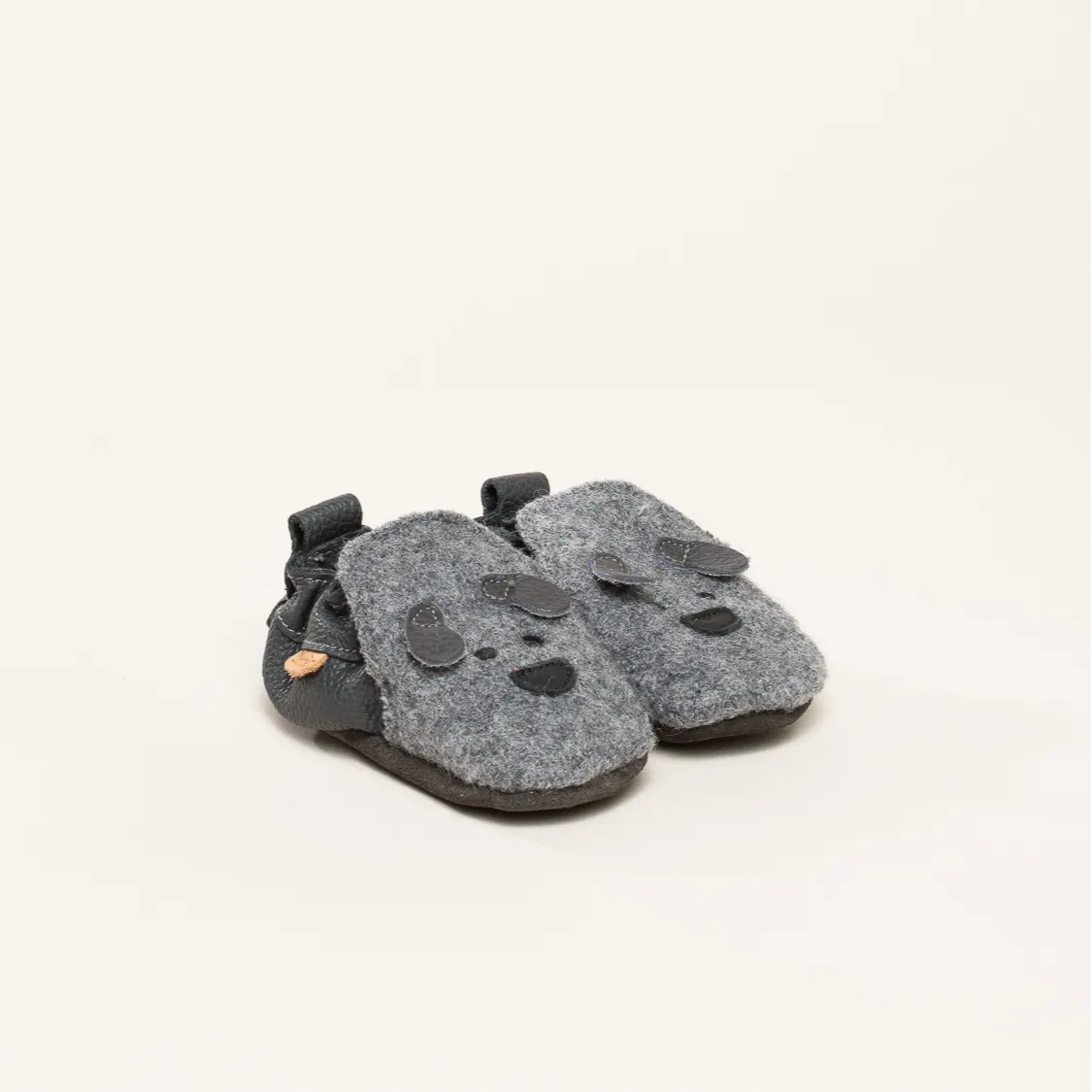 Kitz-Pichler Krabbelschuhe Dog face | Kinder Filz-Hausschuh | Farbe grey | Babyschuhe in Größe 1617