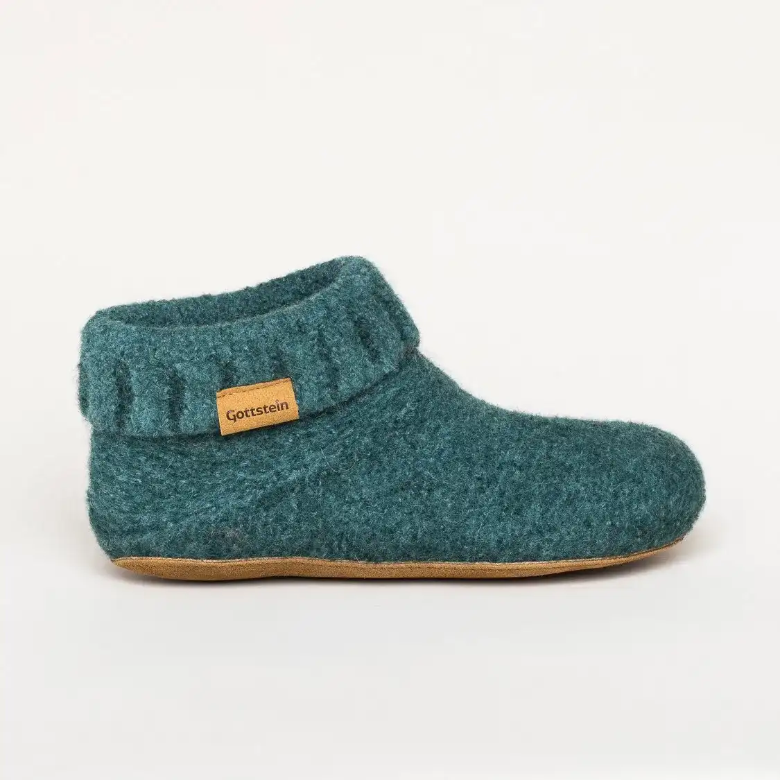 Gottstein Knit Boot | Filz-Hüttenschuh | Damen & Damen & Herren Hausschuh | Farbe oceangreen | Pantoffel in Größe 46