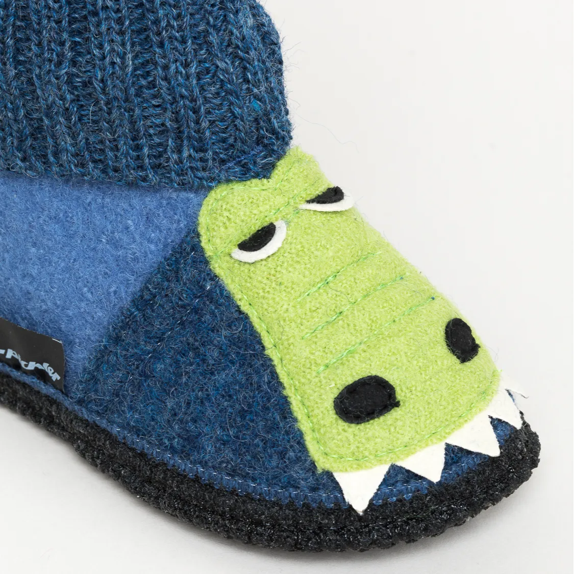 Hüttenschuh Kinder Krokodil blau