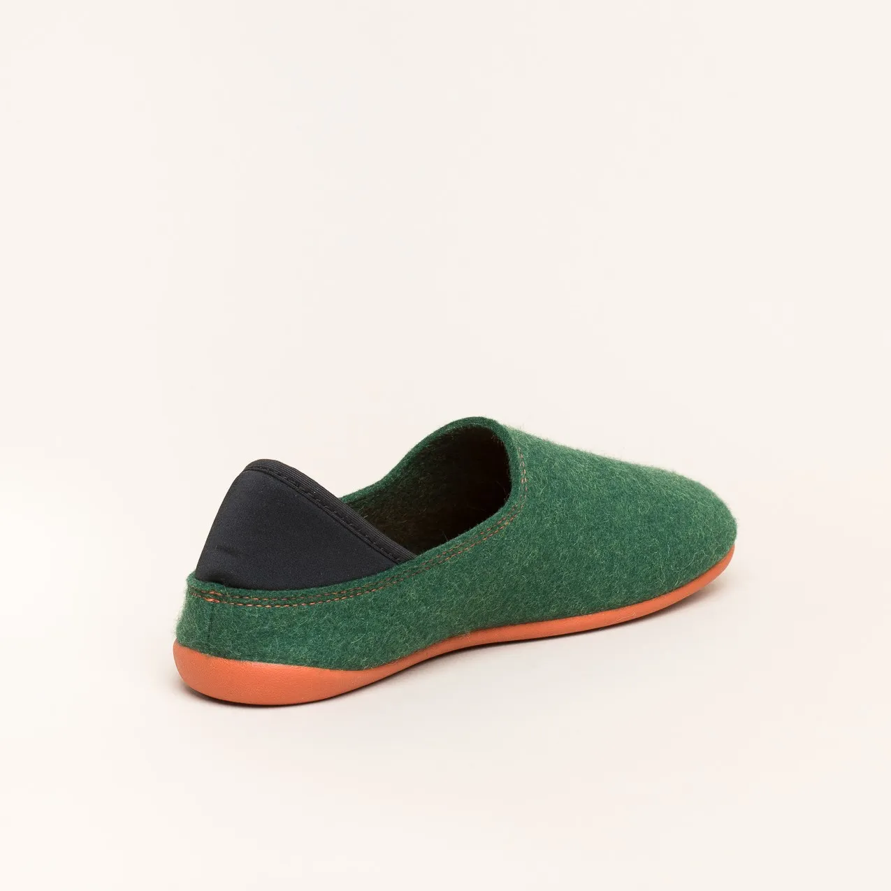 Woll-Slipper Hausschuh Slip-on grün-orange