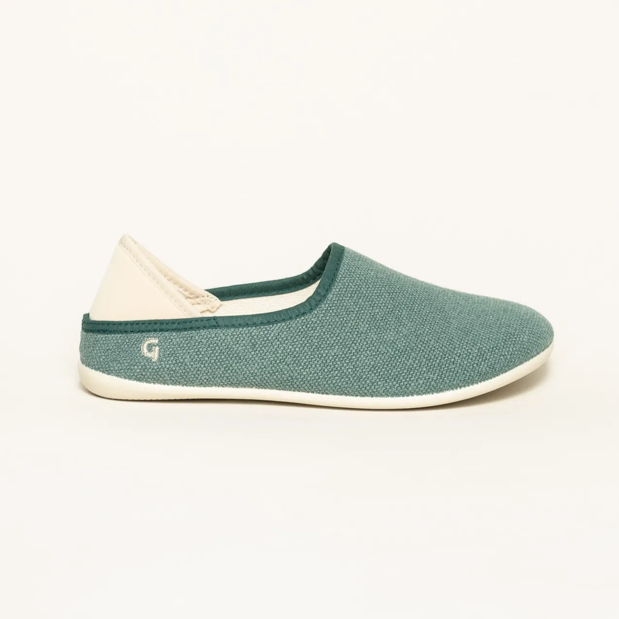 Gottstein Linen Slip-on für Damen & Herren Hausschuh mit Gummisohle | Farbe Bluegreenmele Größe 38