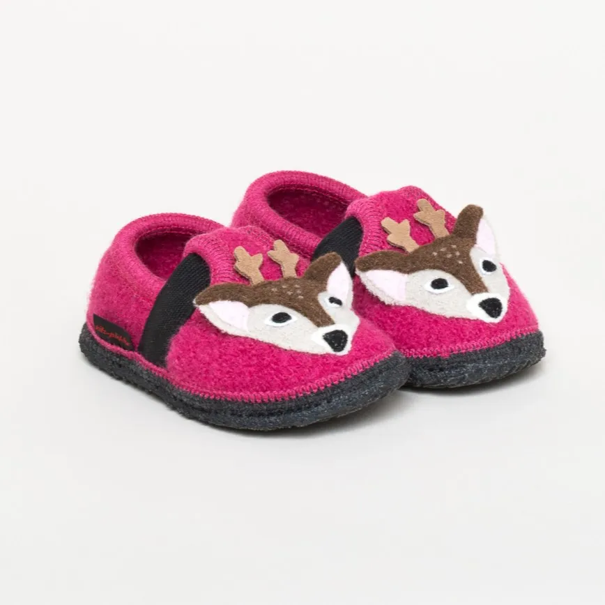 Kitz-Pichler Bobby Appl. Reh | Kinder Filz-Hausschuh | Farbe raspberry | Kinder-Hausschuh in Größe 23