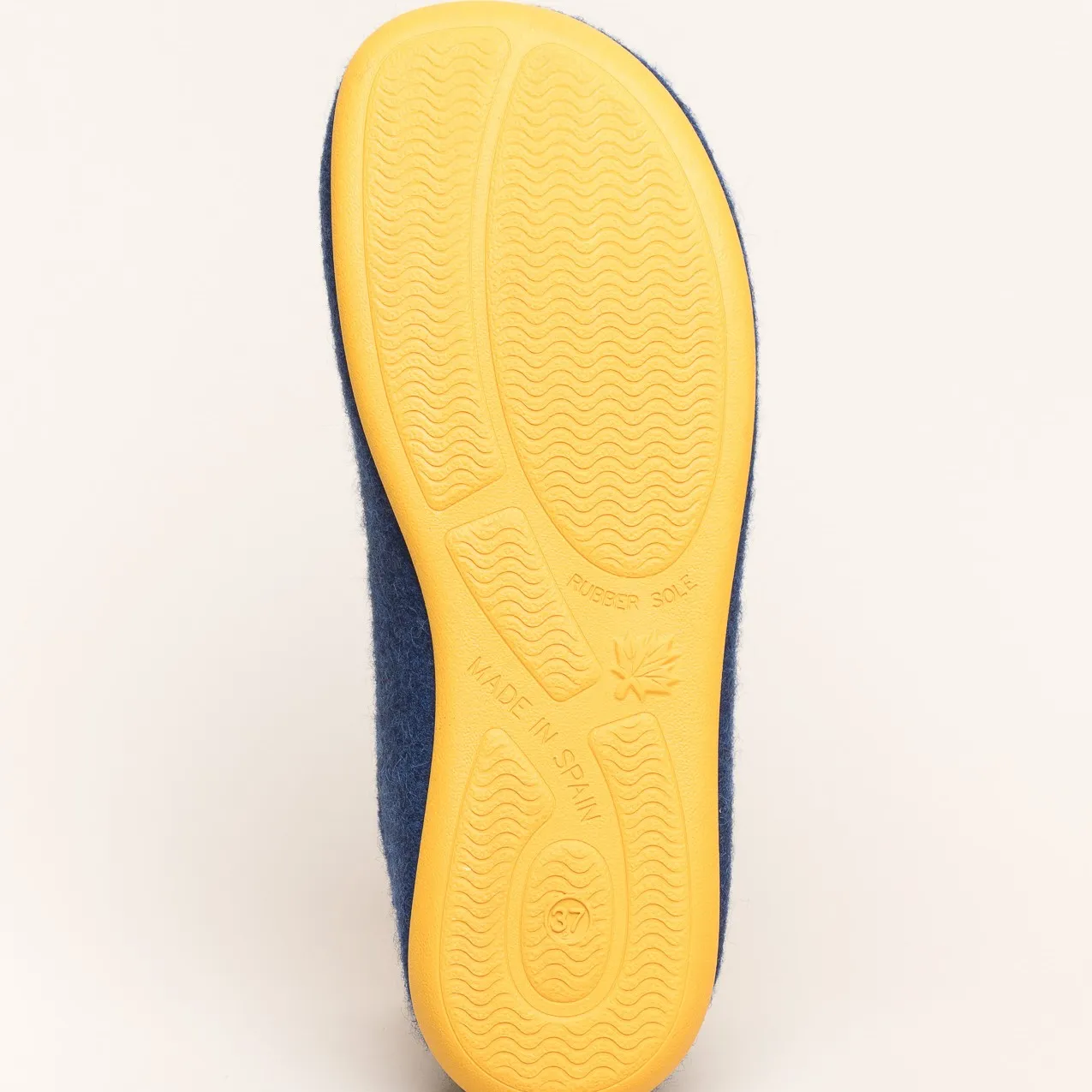 Woll-Slipper Hausschuh Slip-on Blau-Gelb