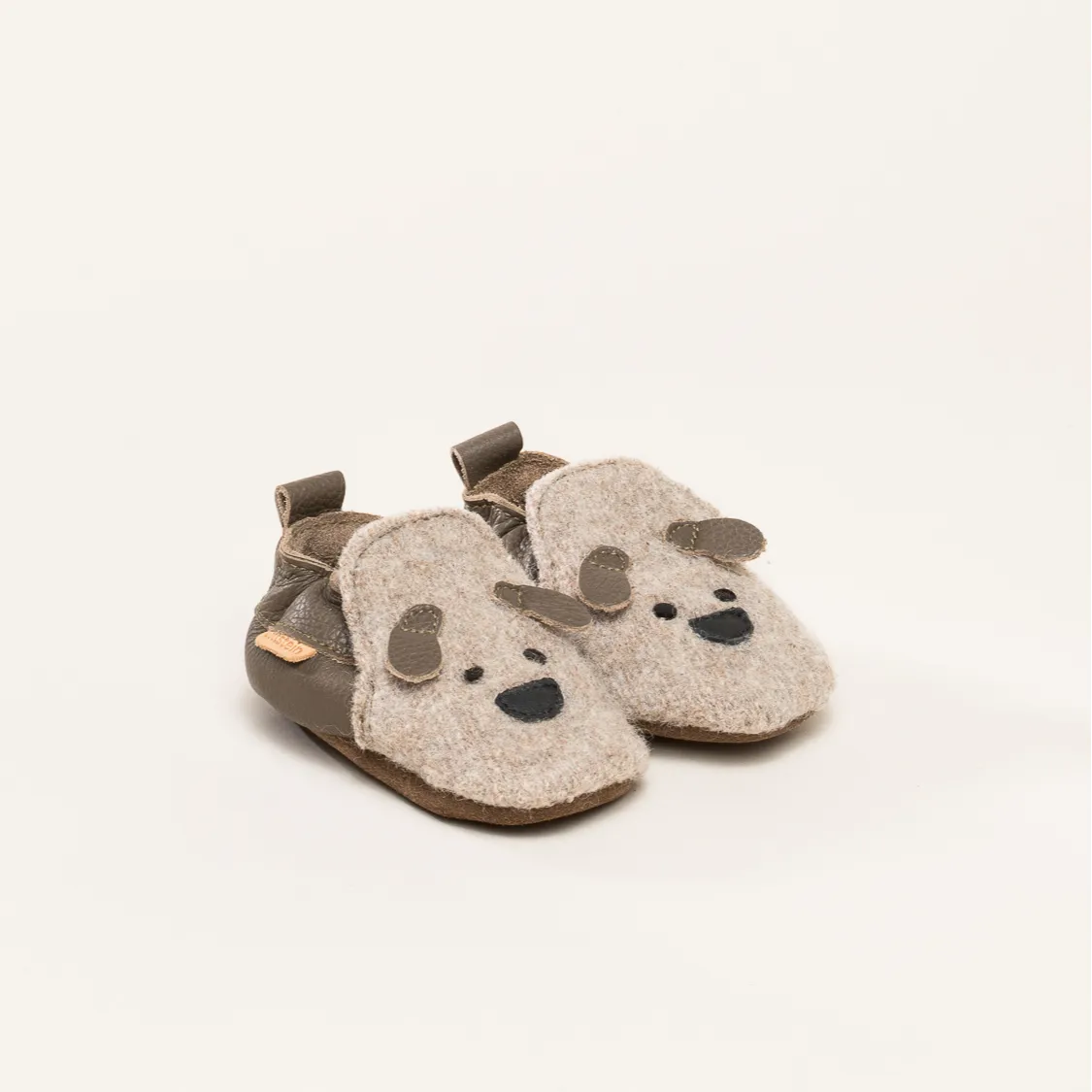 Kitz-Pichler Krabbelschuhe Dog face | Kinder Filz-Hausschuh | Farbe beige | Babyschuhe in Größe 2021