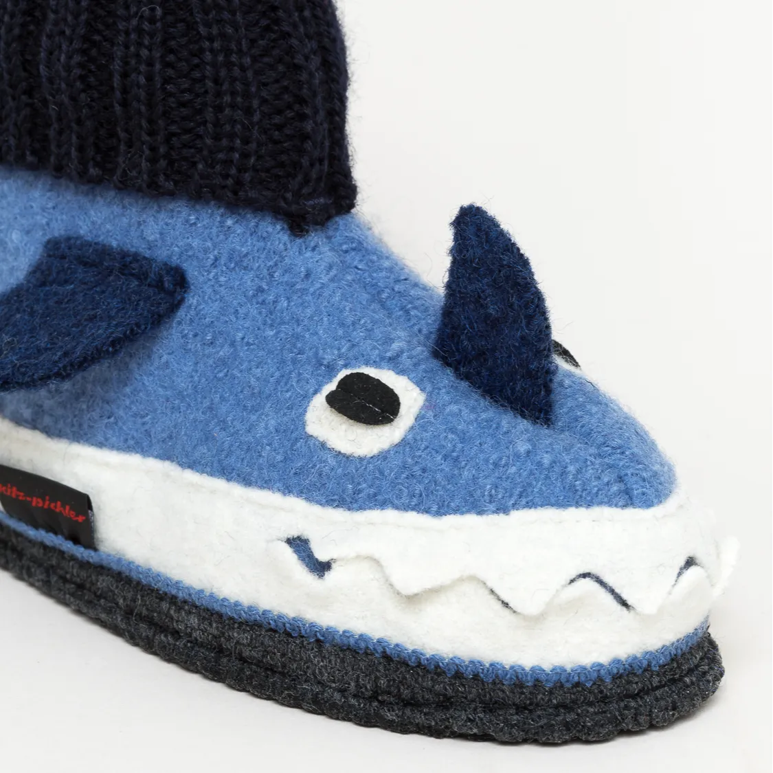 Hüttenschuh Kinder Hai blau