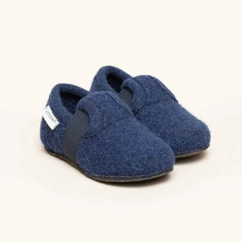 Alpine Runner Kinder Hausschuhe aus Wolle | Filzhausschuh | Kindergarten | Farbe blau | Größe 34