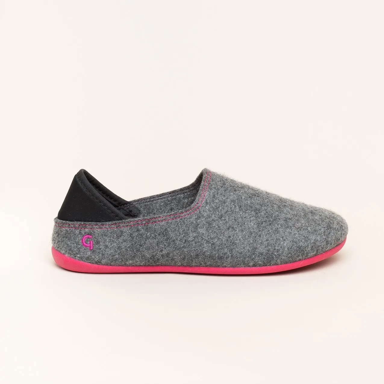 Gottstein Wool Slip-On | Damen Filz-Hausschuh | Farbe grey/raspberry | Pantoffel in Größe 41