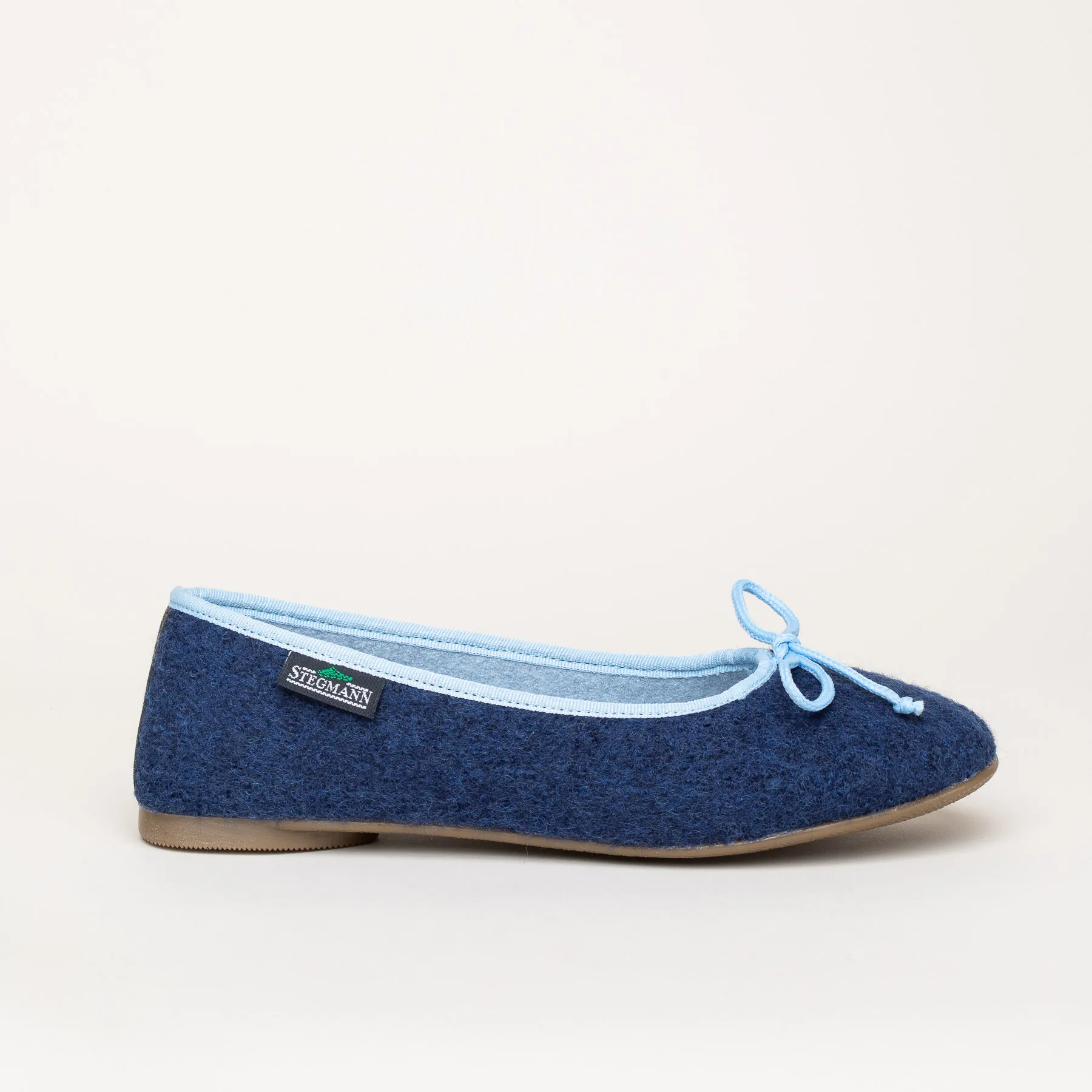 Stegmann 403 Stegmann Ballerina | Damen Filz-Hausschuh | Farbe Ink Blue/Hellblau | Pantoffel in Größe 41