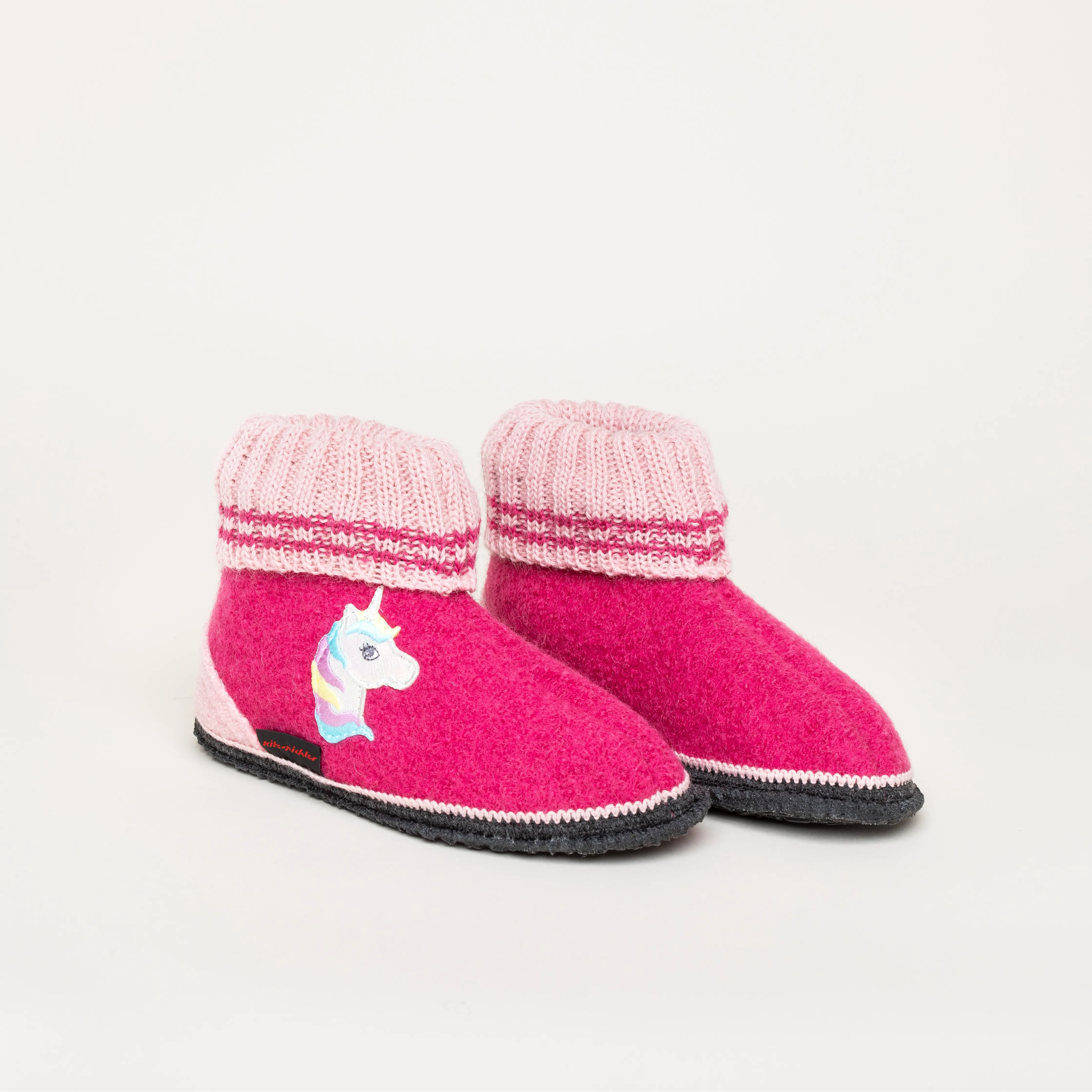 Kitz-Pichler Kauns Einhorn Kinder Hüttenschuh | Kinder Filz-Hausschuh | Farbe Rosa | Kinder-Hausschuh in Größe 34