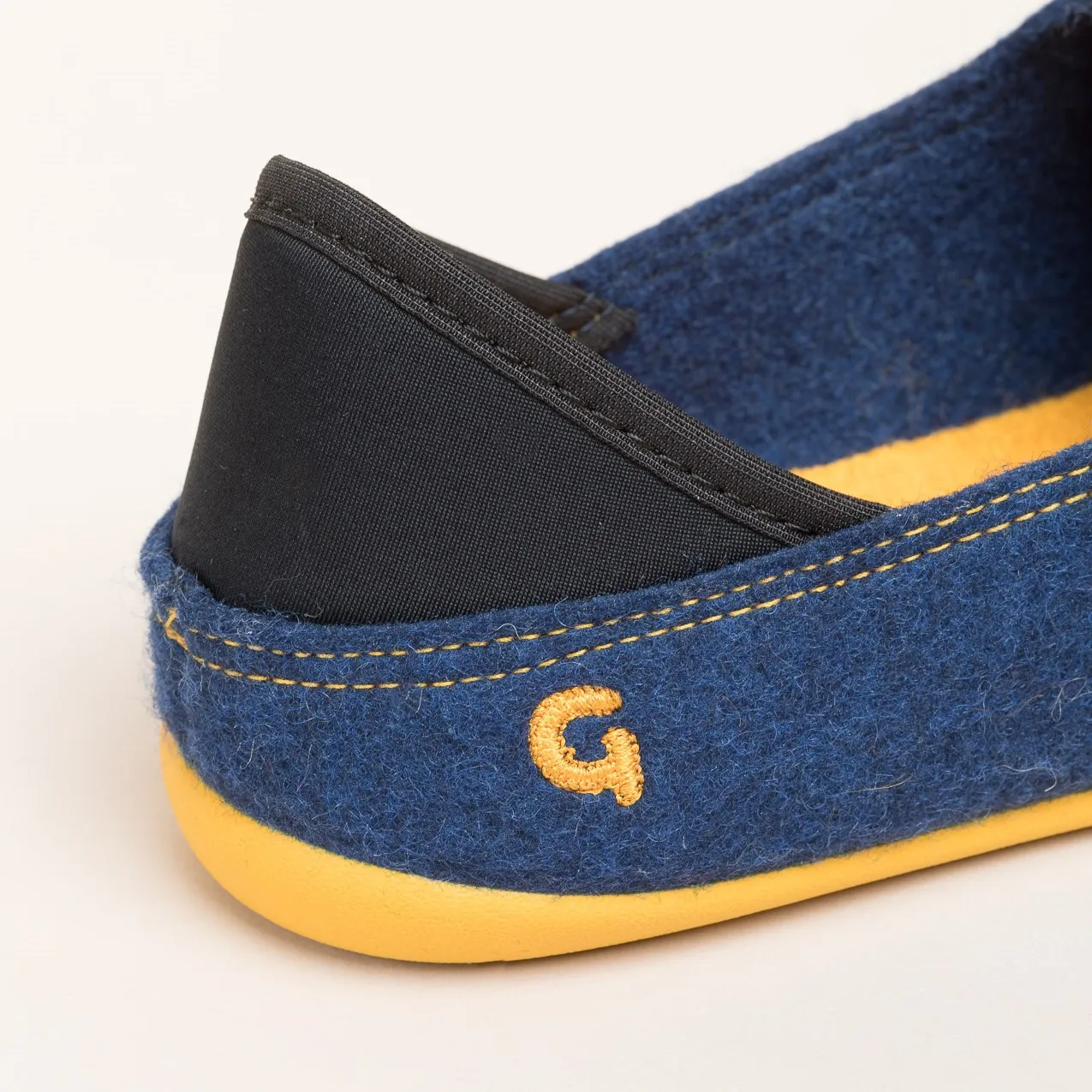 Woll-Slipper Hausschuh Slip-on Blau-Gelb
