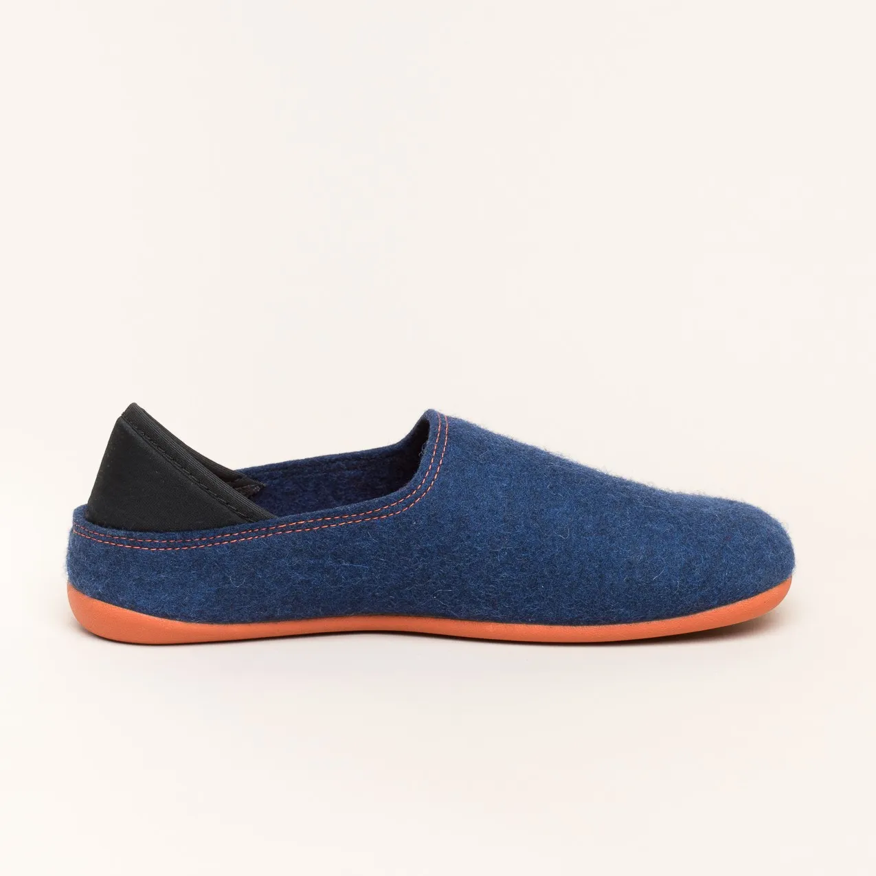 Woll-Slipper Hausschuh Slip-on Blau-Orange