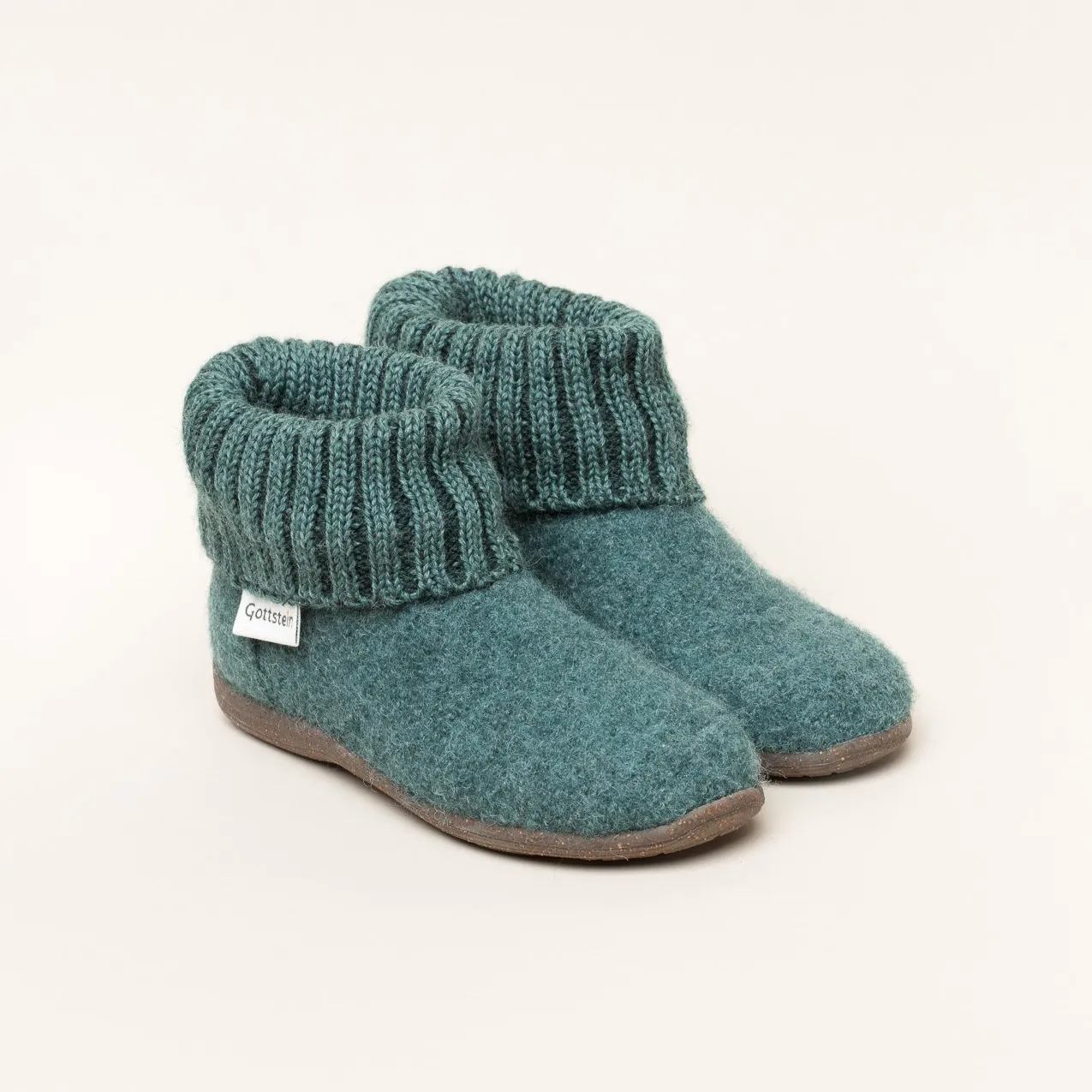 Gottstein Alpine Boot RU Kinder Hausschuh | Filz-Hausschuh Made in Tirol | Farbe oceangreen Größe 29