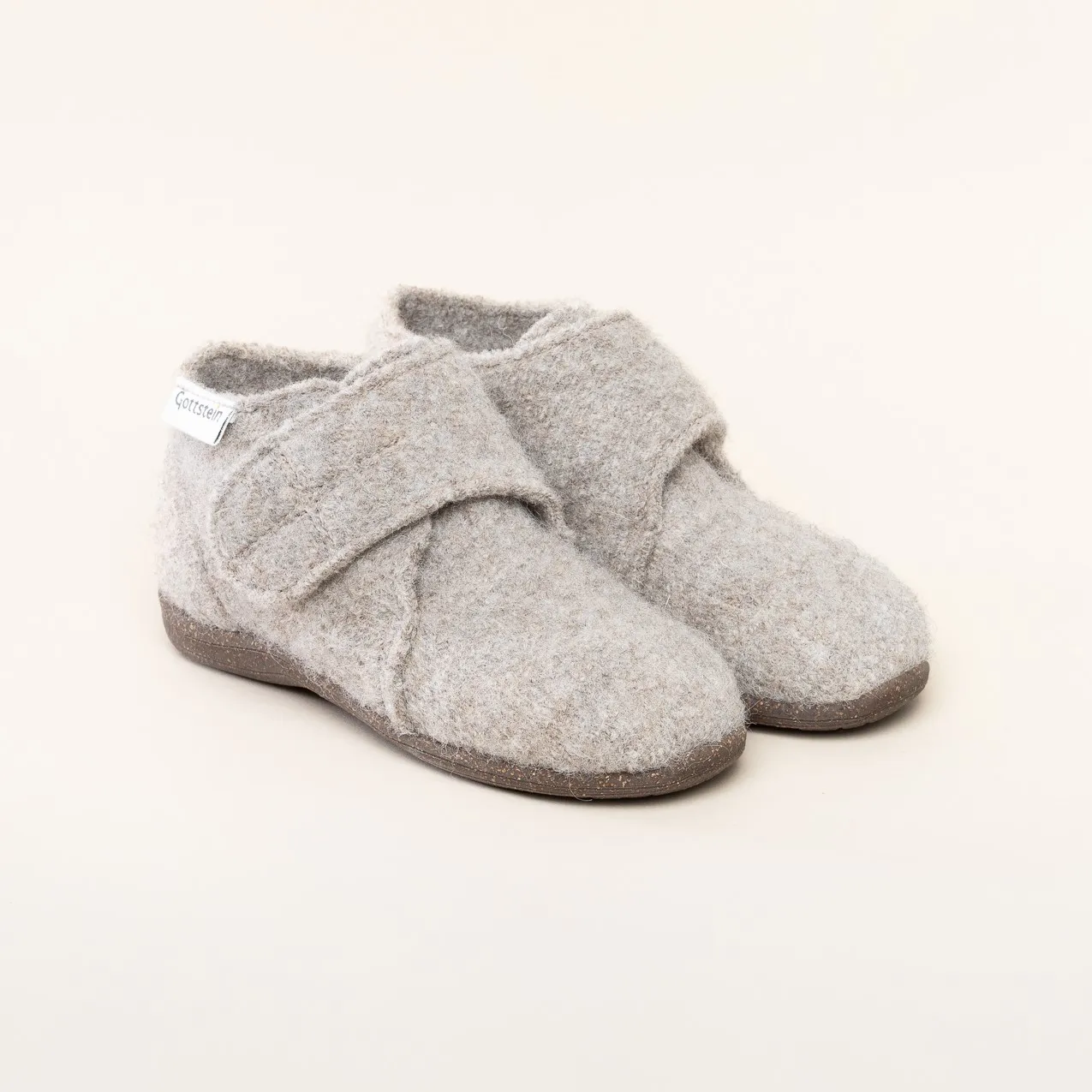 Gottstein Alpine Racer RU | Kinder Filz-Hausschuh | Farbe beigemele/brown | Kinder-Hausschuh in Größe 19