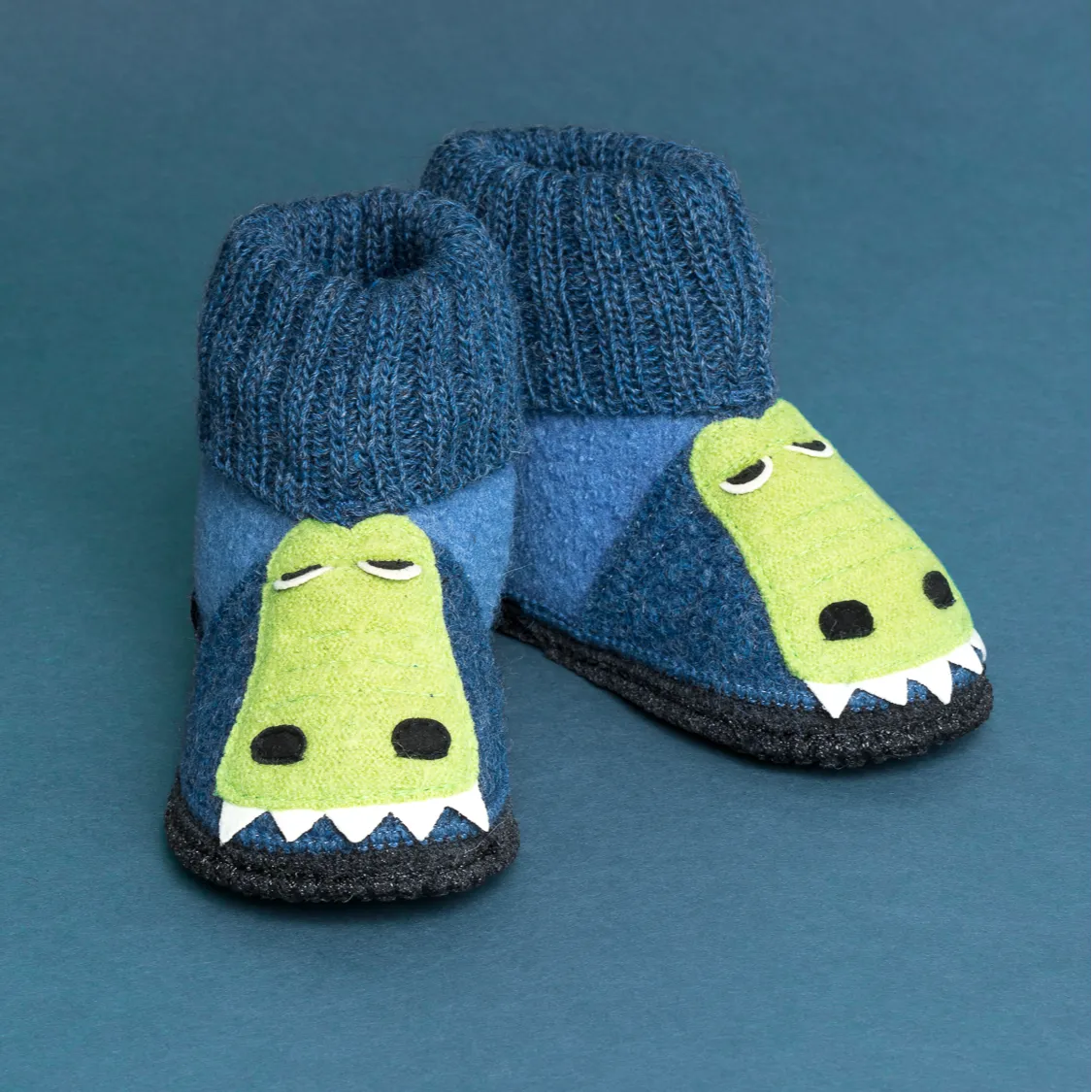 Hüttenschuh Kinder Krokodil blau