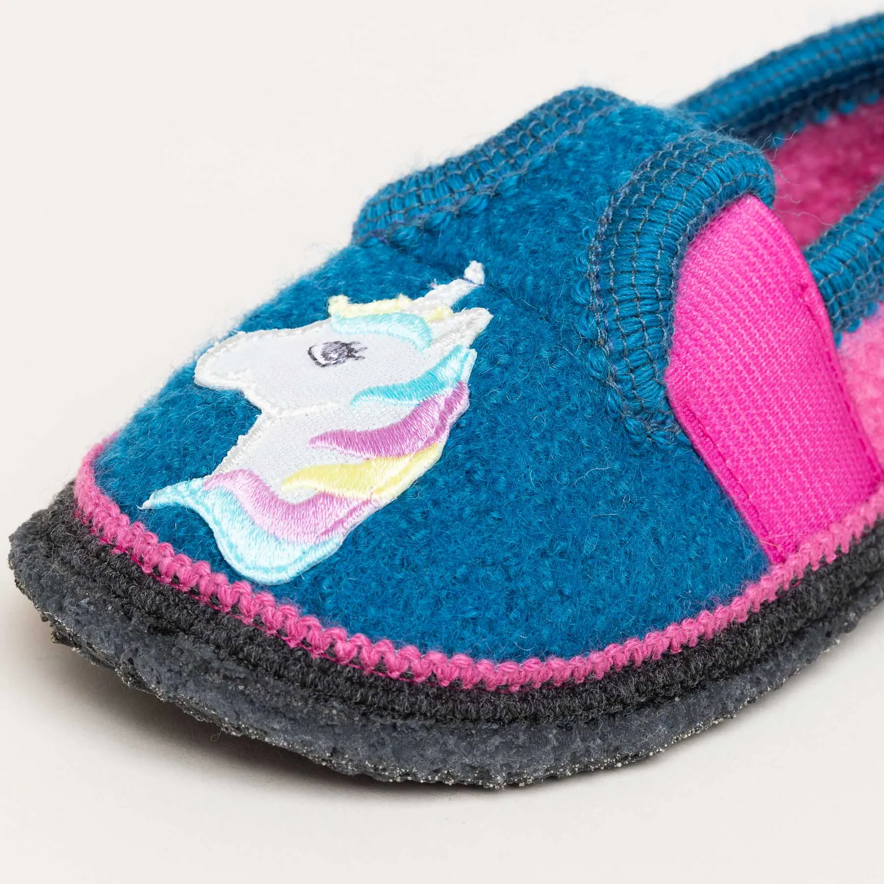 Kinder Hausschuh Einhorn blau