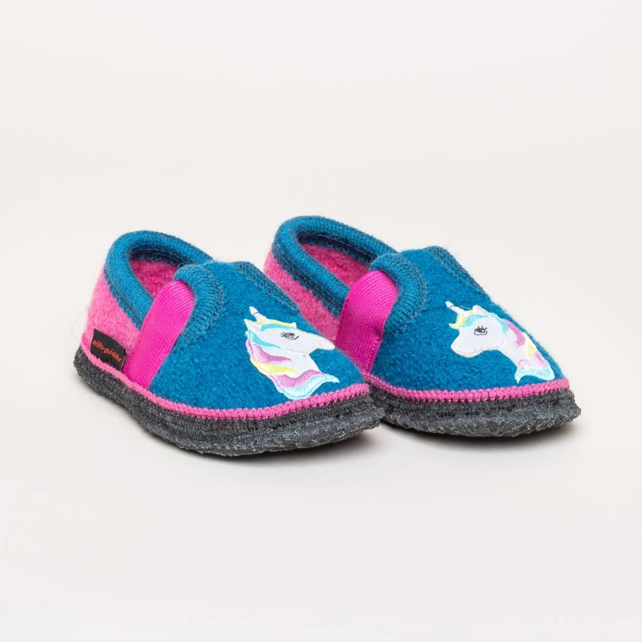 Kinder Hausschuh Einhorn blau