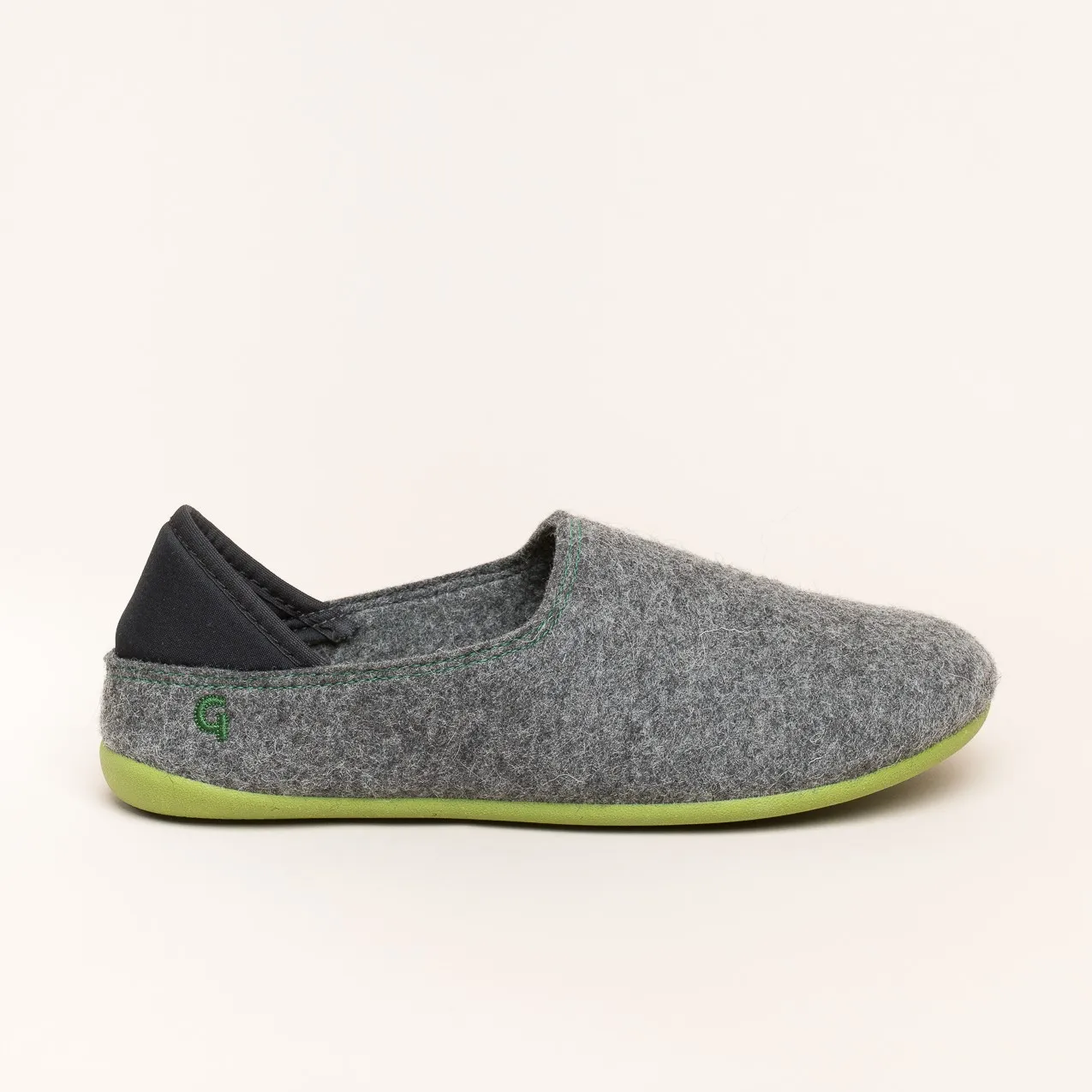 Gottstein Wool Slip-On | Damen Filz-Hausschuh | Farbe grey/green | Pantoffel in Größe 43
